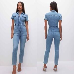 Good American Fit For Success Denim Jumpsuit Sz Large